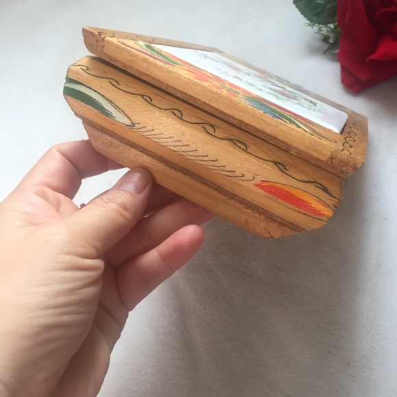 Vintage Decorated Wooden Trinket Jewelry B… - Picture 10 of 10